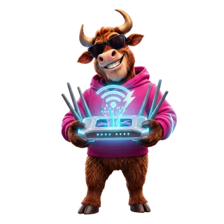 Bully the highland bull with a broadband router